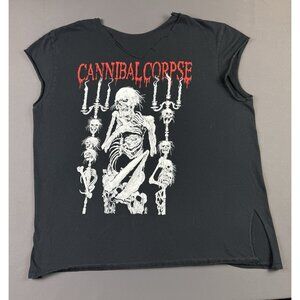 Rare Vintage Y2K Cannibal Corpse Death Metal Band Tee Chopped Black Shirt Tour